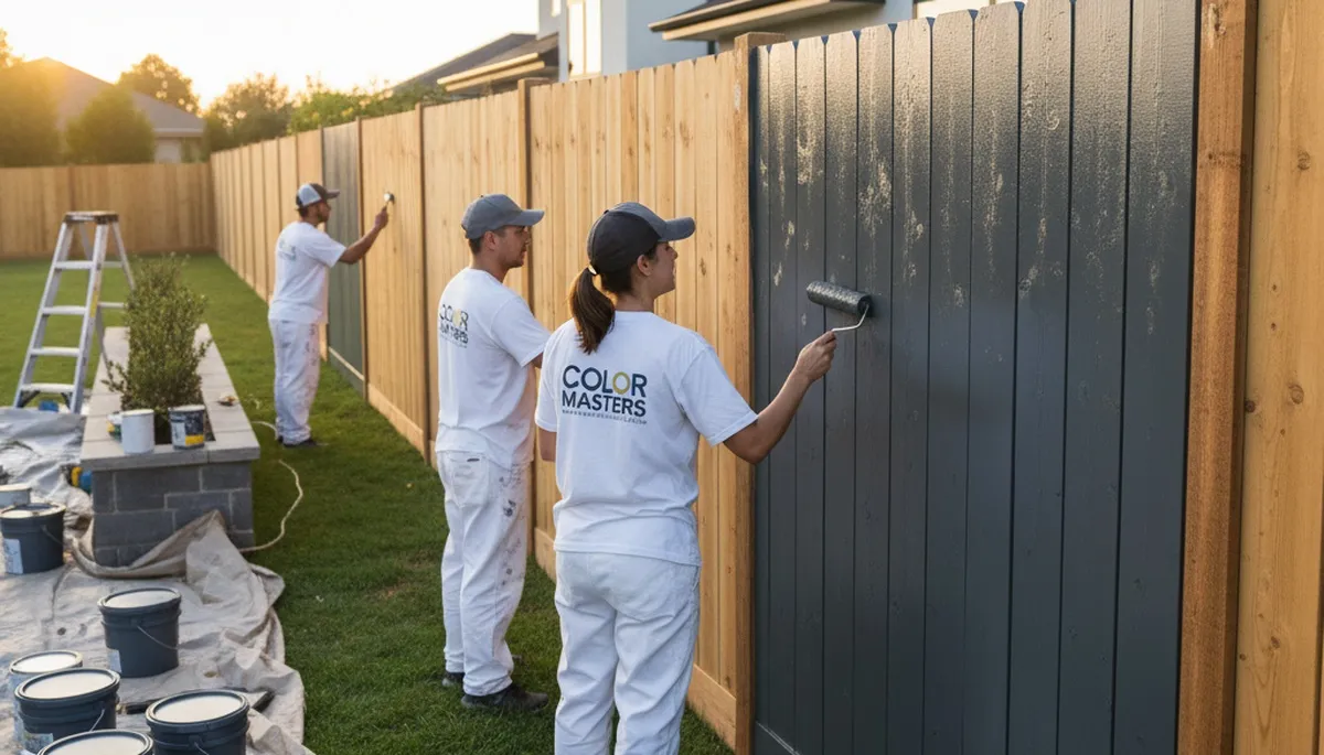 Professional fence painting by expert house painters in Miami, FL protecting wood from sun and salt air