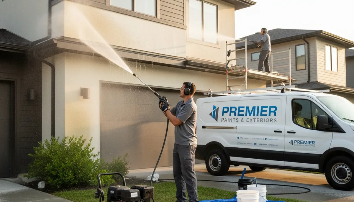 Professional pressure cleaning restoring stucco and driveway surfaces in Miami, FL